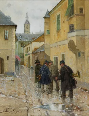 Wachau, Musicians Returning Home Oil painting by Josef Kinzel