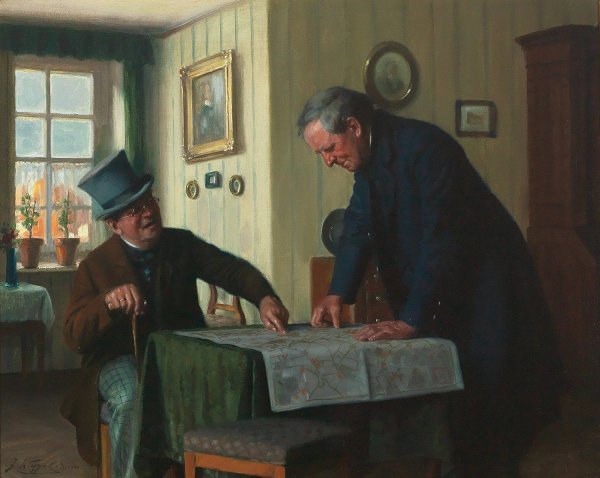 Main Product Photo of Wichtige Besprechung Painting by Josef Kinzel