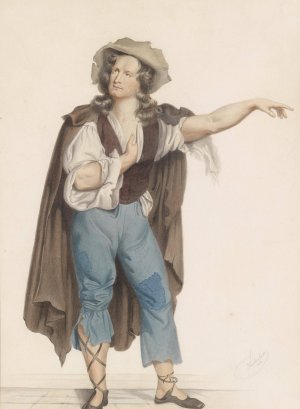 Bildnis des Burgschauspielers Baumeister in der Rolle des Rattenfangers von Hameln by Josef Kriehuber Oil Painting