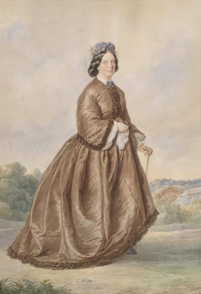 Main Product Photo of Bildnis einer Dame vom Lande in braunem Kleid  Painting by Josef Kriehuber