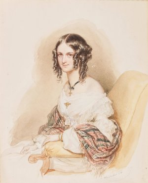 Frauenportrat by Josef Kriehuber Oil Painting