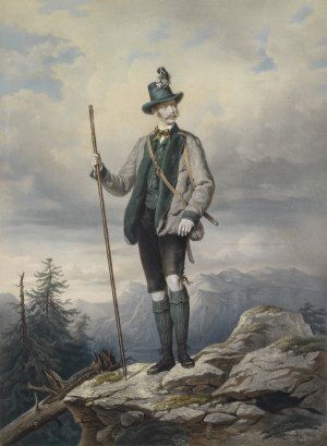 Kaiser Franz Joseph I im Ischler Jagdkostum by Josef Kriehuber Oil Painting