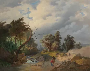 Landschaft bei aufziehendem Unwetter Oil painting by Josef Kriehuber