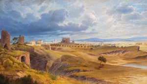 Rome as seen from the Via Appia Oil painting by Josef Langl