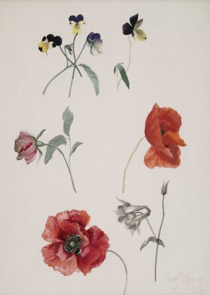 Blumen by Josef Lauer Oil Painting
