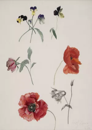Blumen by Josef Lauer Oil Painting
