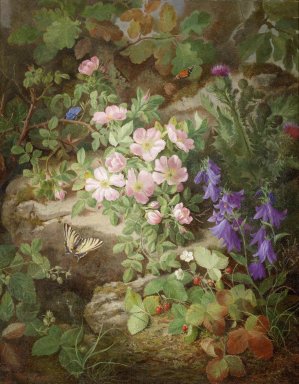 Groses Stillleben mit Alpenblumen by Josef Lauer Oil Painting