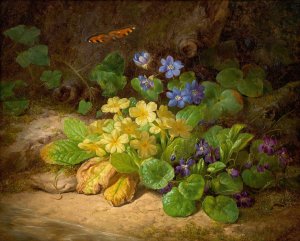 Kleines Blumenstuck by Josef Lauer Oil Painting