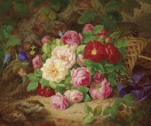 Rosenstuck am Waldboden by Josef Lauer Oil Painting