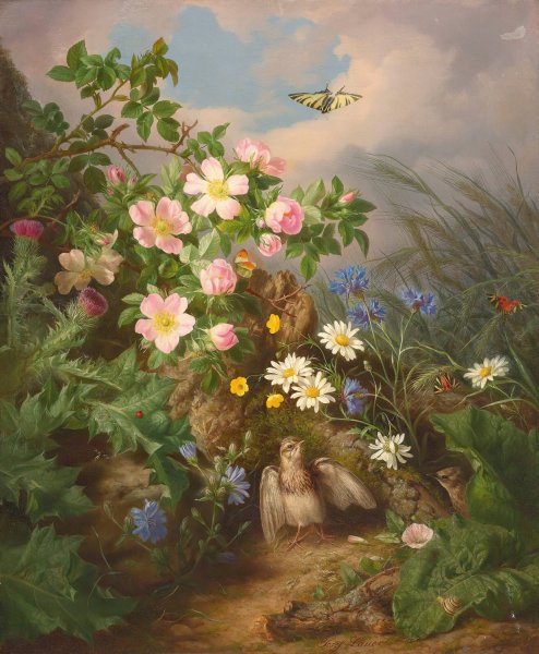 Main Product Photo of Still life with bird Painting by Josef Lauer