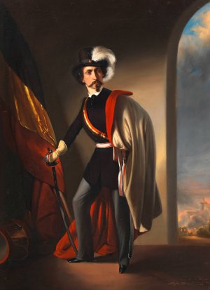 Selbstbildnis als Kommandant der Akademischen Legion by Josef Matthias Aigner Oil Painting