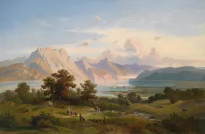 Blick auf Schloss Orth am Traunsee by Josef Mayburger Oil Painting