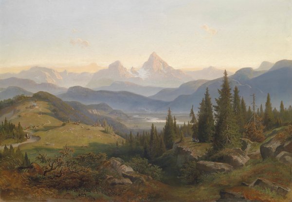 Main Product Photo of Landschaft mit Watzmann  Painting by Josef Mayburger