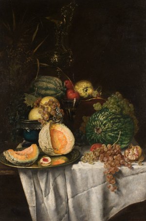 Still life with fruits by Josef Neugebauer Oil Painting