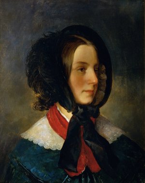 The Artist's wife by Josef Neugebauer Oil Painting