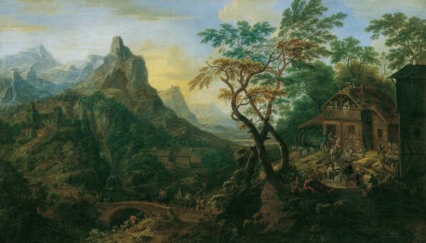 Gebirgslandschaft by Josef Orient - Hand-Painted Oil Painting Reproduction