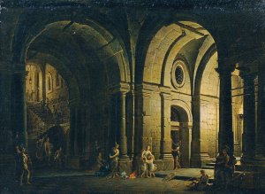 Abschied des Julius Sabinus von seiner Familie im Kerker by Josef Platzer Oil Painting