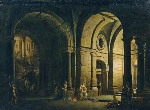 Abschied des Julius Sabinus von seiner Familie im Kerker by Josef Platzer Oil Painting