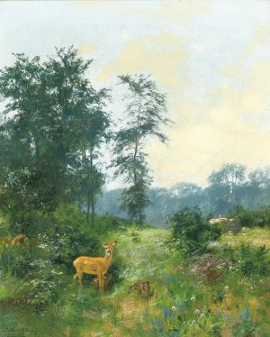 Rehkitz Oil painting by Josef Schmitzberger