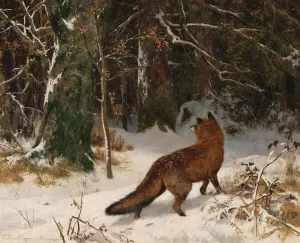 Winterliche Begegnung by Josef Schmitzberger Oil Painting