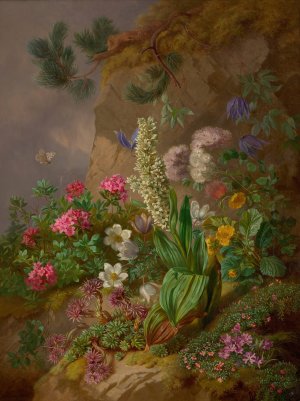 Alpenblumen by Josef Schuster Oil Painting