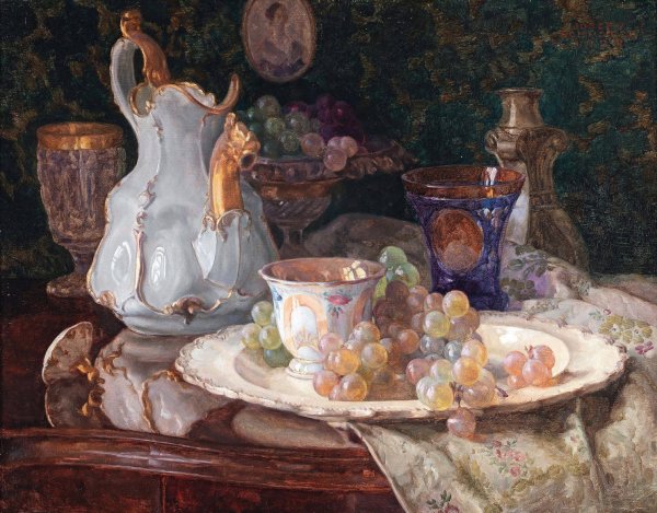 Main Product Photo of Stillleben Mit Ziergegenstanden Painting by Josef Schuster