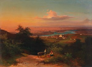 Blick uber Nussdorf by Josef Schwemminger Oil Painting