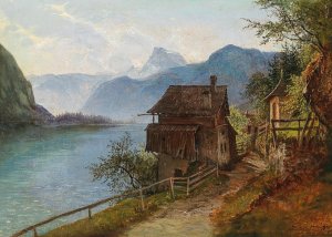 Partie aus dem Salzkammergut by Josef Schwemminger Oil Painting