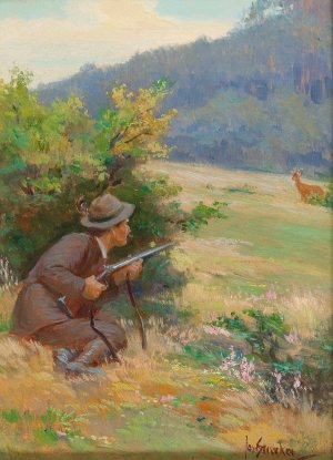Auf der Jagd by Josef Straka Oil Painting