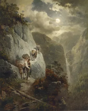 Anstieg in einer Mondnacht by Josef Thoma Oil Painting