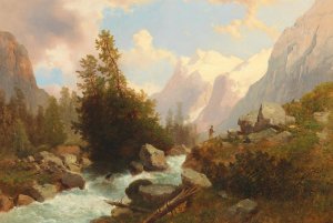 Blick auf das Wetterhorn by Josef Thoma Oil Painting