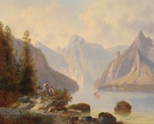 Blick auf den Konigssee by Josef Thoma Oil Painting