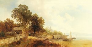 Blick auf Frauenchiemsee by Josef Thoma Oil Painting