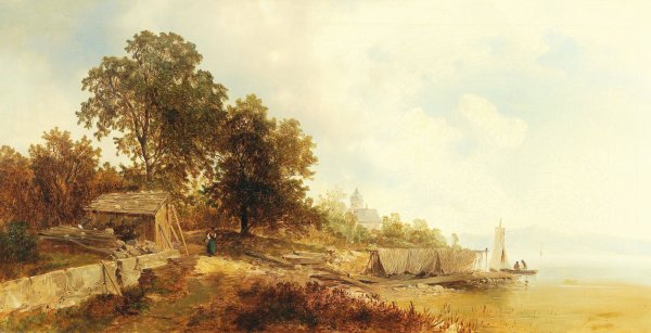 Main Product Photo of Blick auf Frauenchiemsee Painting by Josef Thoma