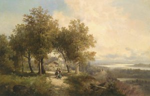 Flusslandschaft by Josef Thoma Oil Painting