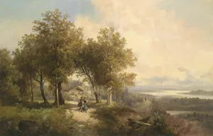 Flusslandschaft by Josef Thoma Oil Painting