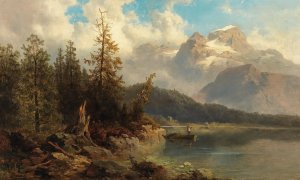 Lake Gosau with the Dachstein by Josef Thoma Oil Painting
