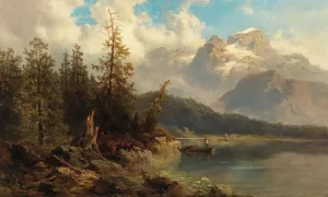 Lake Gosau with the Dachstein by Josef Thoma Oil Painting