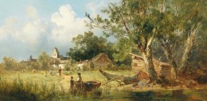 Landscape in the Salzburg Region by Josef Thoma Oil Painting