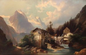 Muhle im Gebirge by Josef Thoma Oil Painting