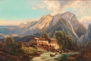 Muhle im Gebirge by Josef Thoma Oil Painting