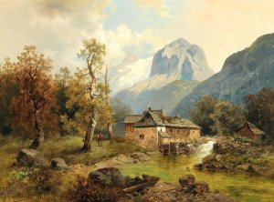 Tyrolean Scene by Josef Thoma Oil Painting