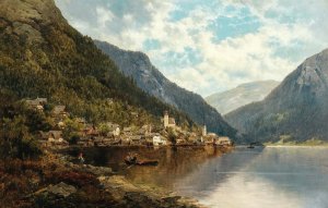 View of Hallstatt by Josef Thoma Oil Painting