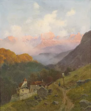 Blick auf den Rosengarten by Josef Von Schlogl Oil Painting