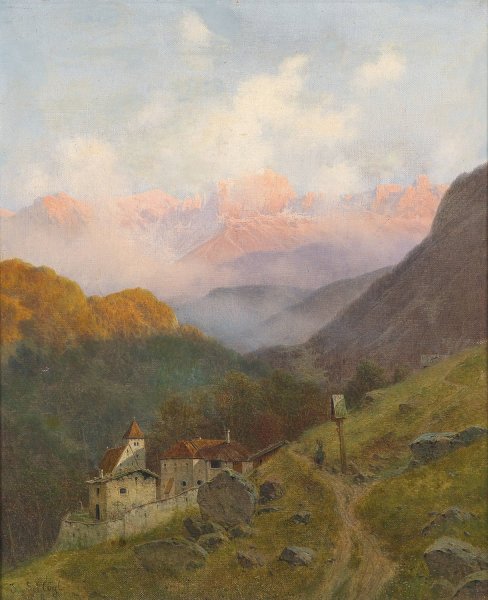 Main Product Photo of Blick auf den Rosengarten Painting by Josef Von Schlogl