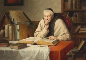 Lesender Monch by Josef Wagner-Hohenberg Oil Painting