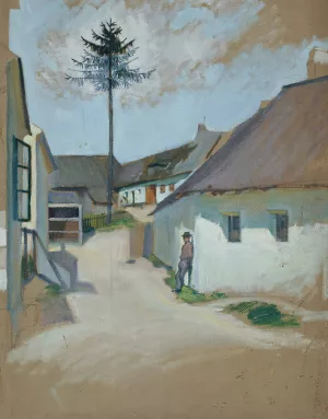 Dorfstrase by Josef Wawra Oil Painting