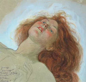 Skizze zum Kopf der Leda by Josef Wawra Oil Painting