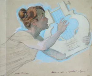 Studie zum Bild; Feen by Josef Wawra Oil Painting