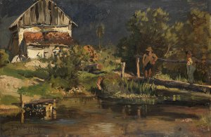 Am Weiher mit Kalkofen by Josef Wenglein Oil Painting
